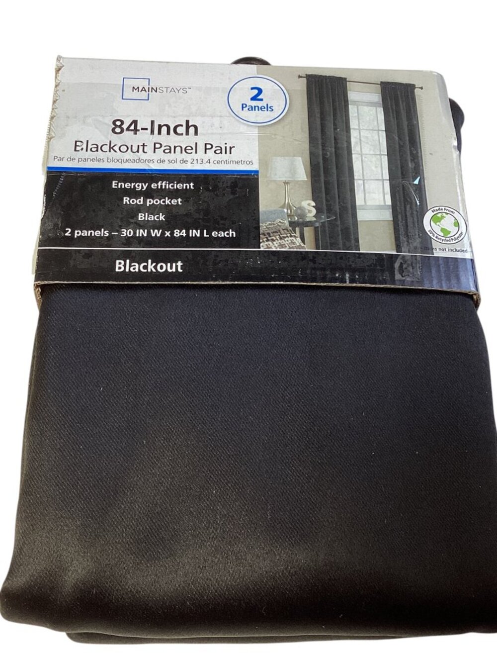 Mainstays 84-Inch Blackout Curtain Panel Pair, 2 Panels, Size 84"x30"